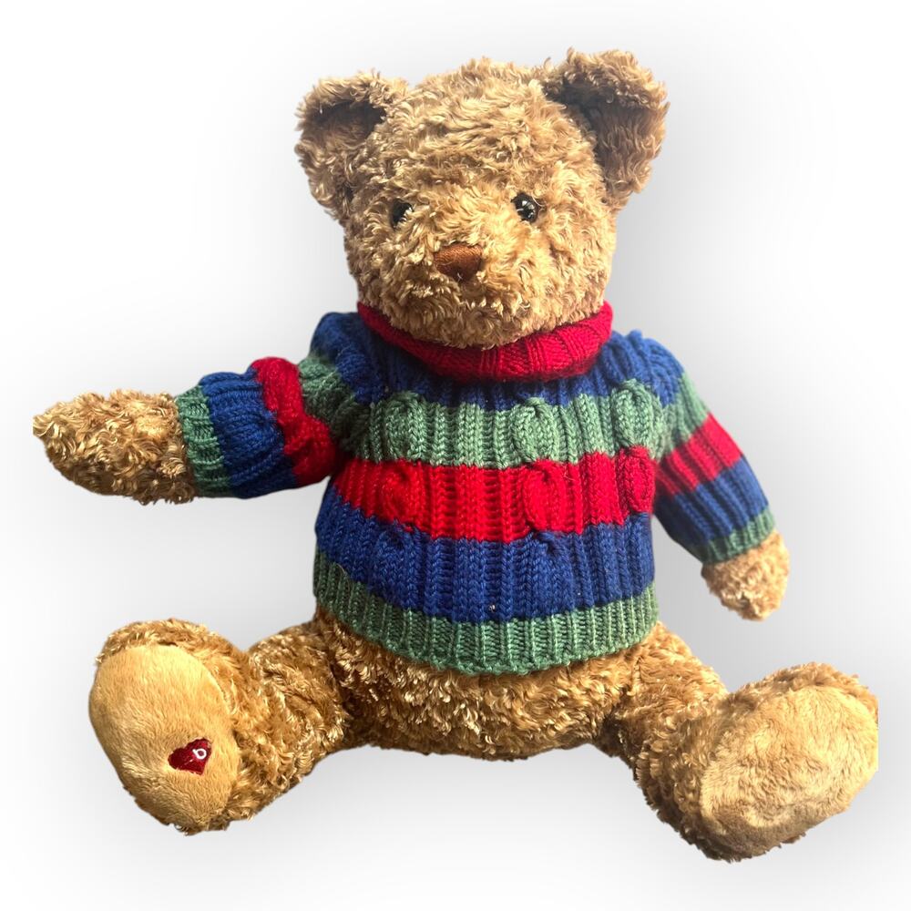 Vintage GUND Little Brown Bear 2002 Plush Striped Sweater Bloomingdale's